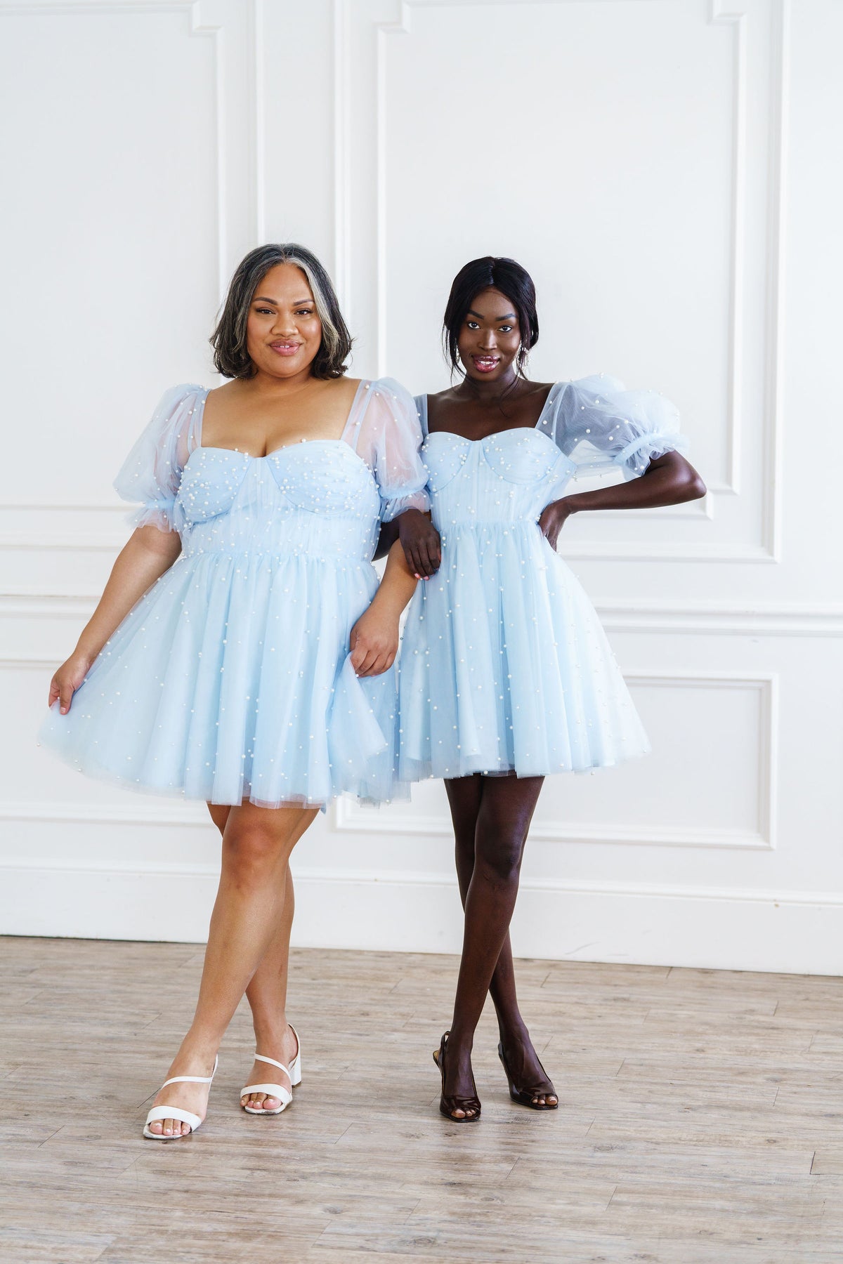 Pearl Mini Dress - Light Blue