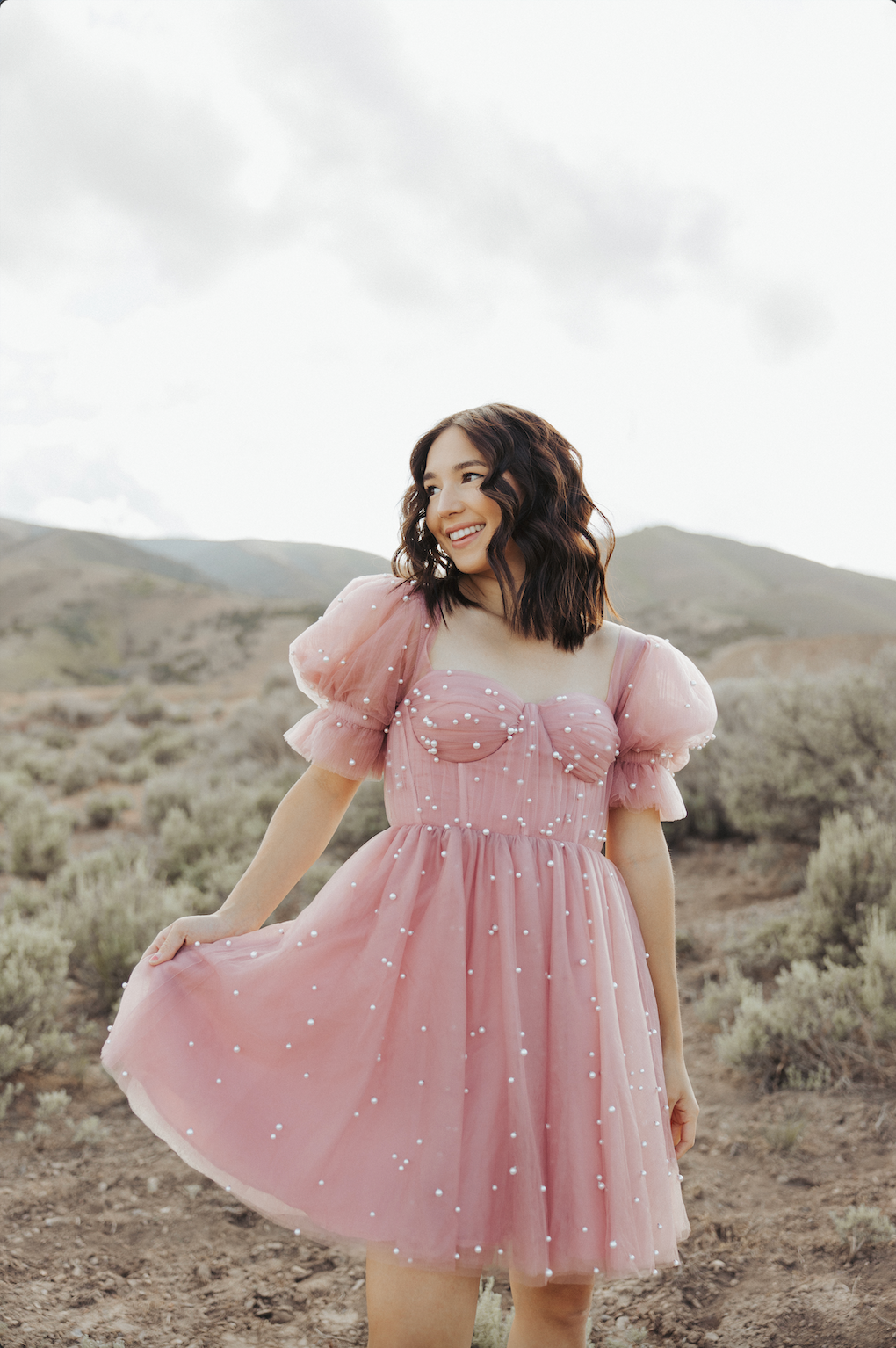 strapless open back dress Pearl Mini Dress - Pink