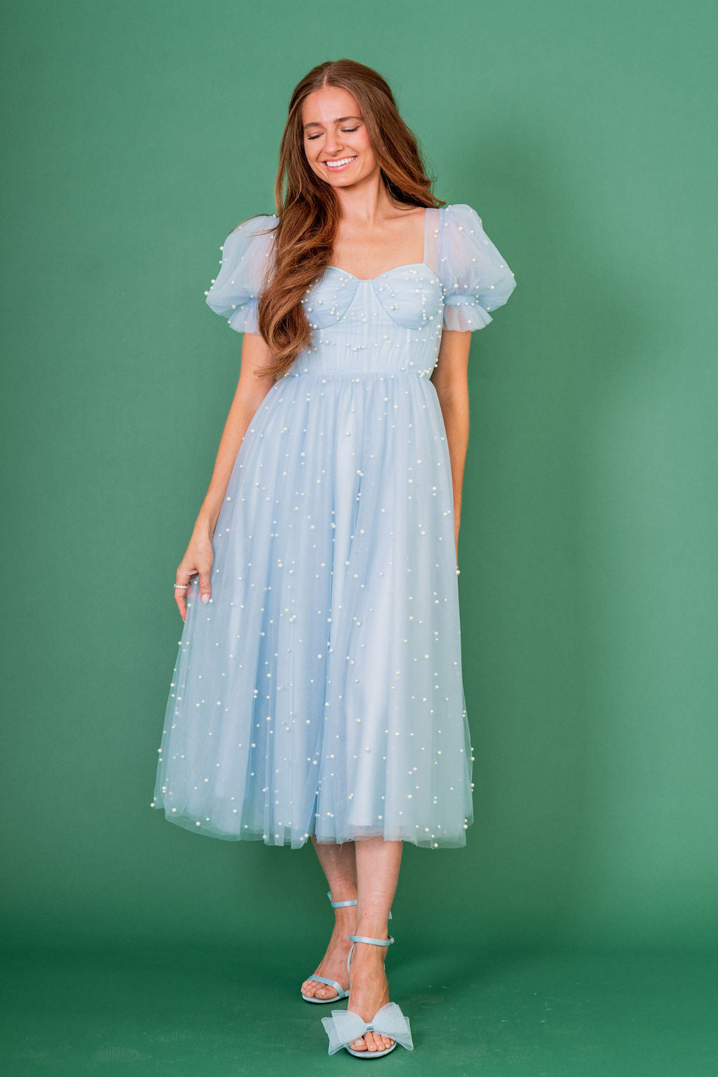 Pearl Midi Dress - Light Blue