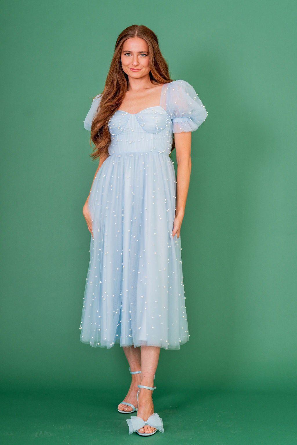 Pearl Midi Dress - Light Blue