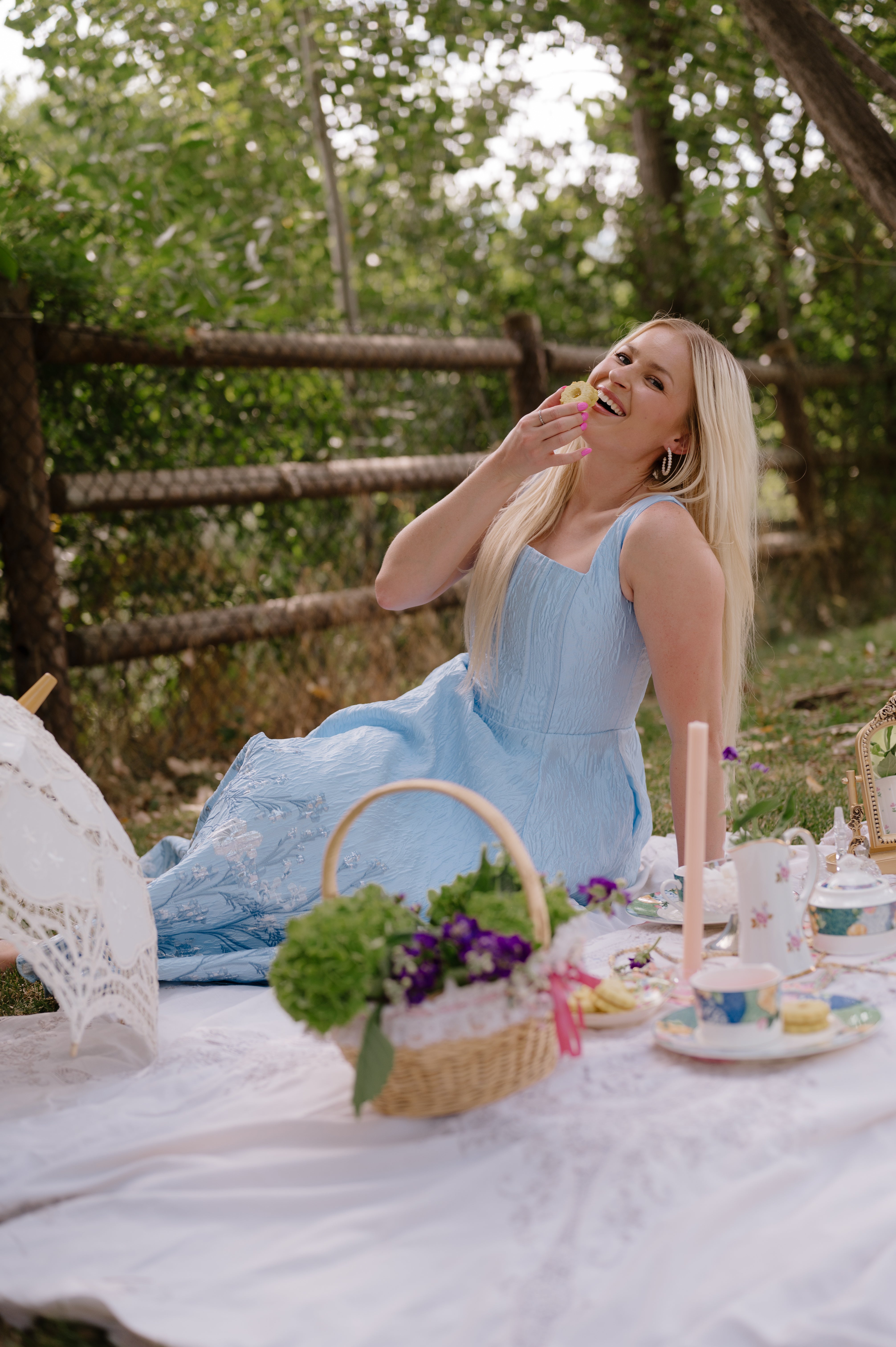 blue tea party dress Tea Cup Dress- Blue Graceful
