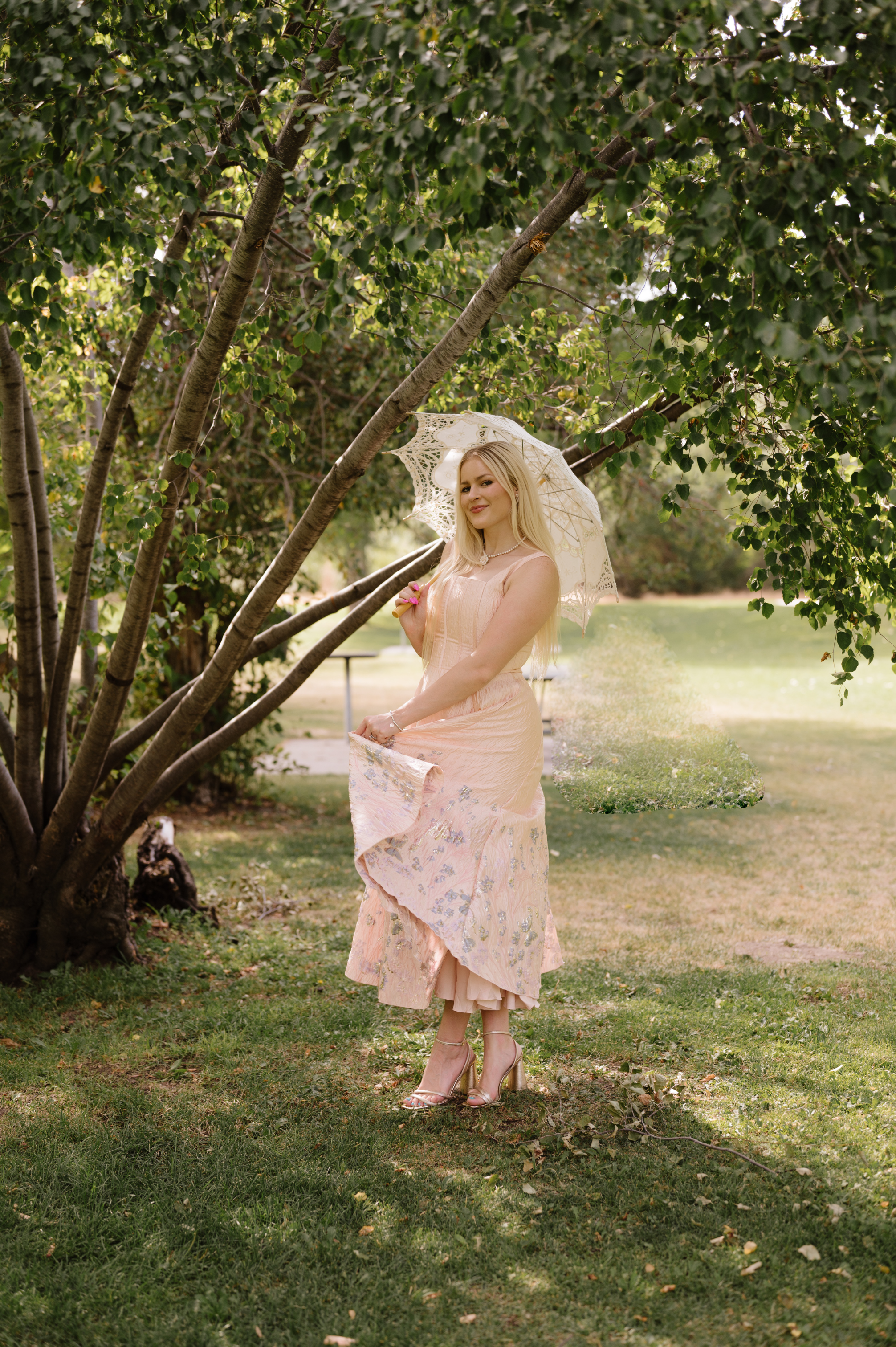 light pink tea length dress Light Pink Off Shoulder Knee Length Bridesmaid Dress, Pink Satin Homecoming Dress