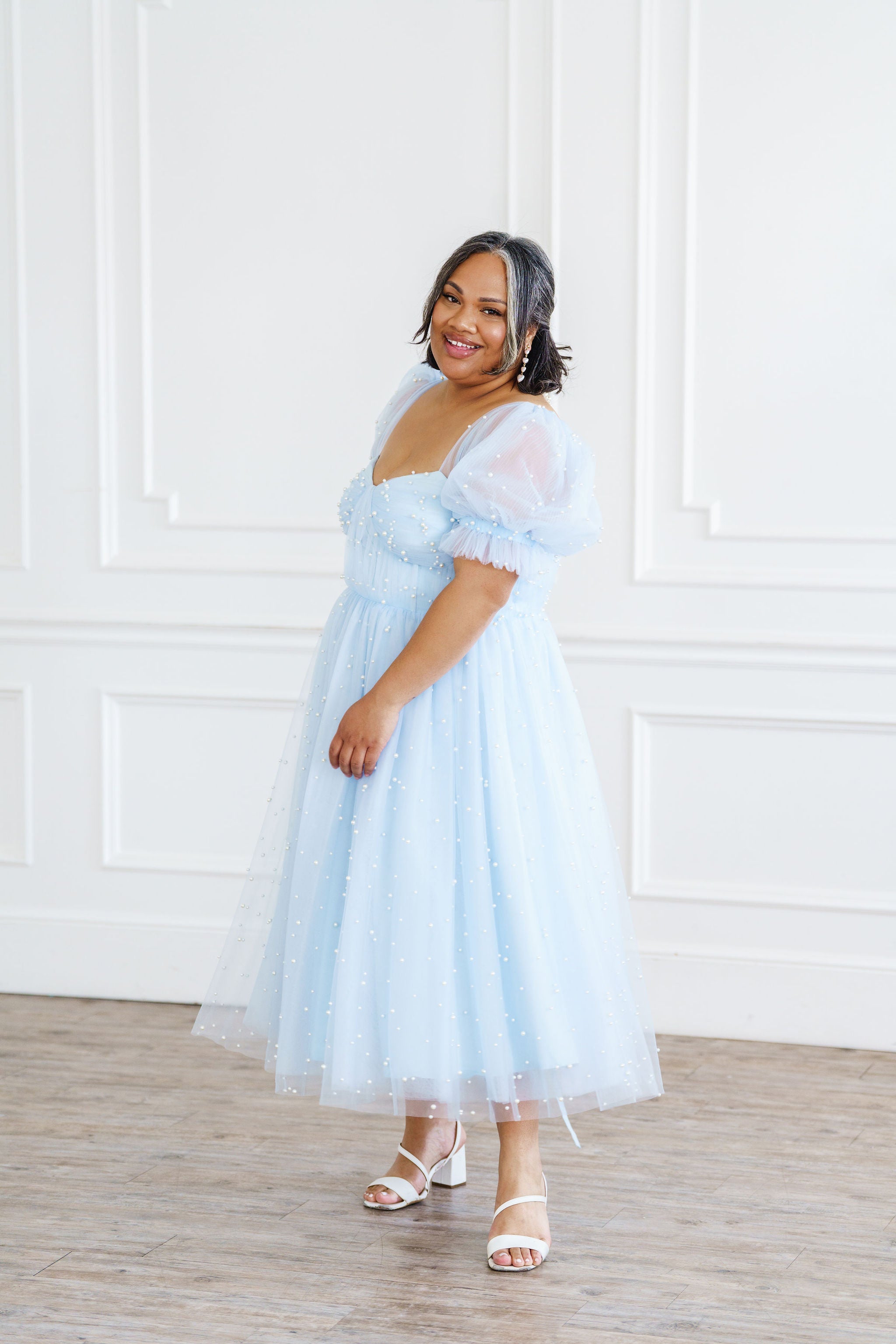 Pearl Midi Dress - Light Blue Fierce Pearl Midi Dress - Light Blue Fierce