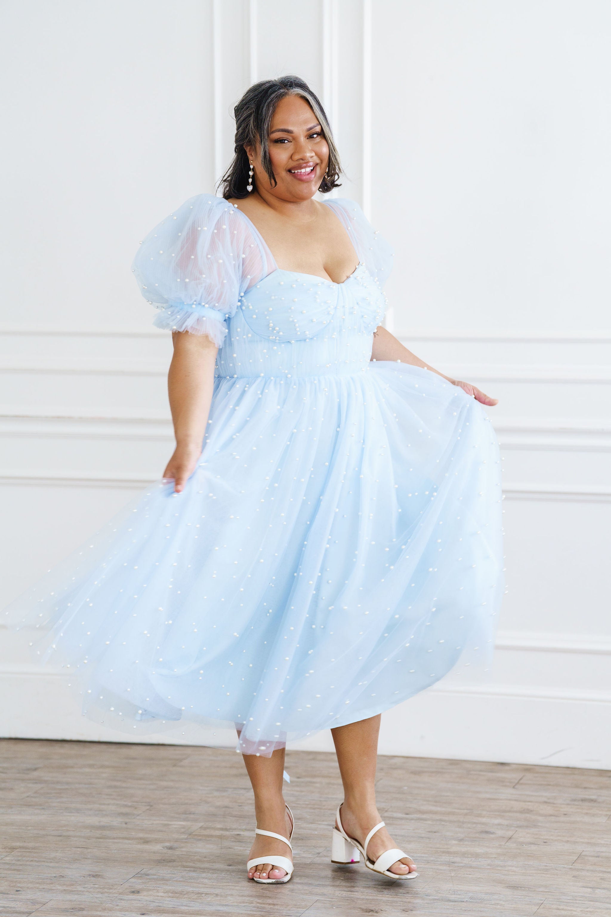Pearl Midi Dress - Light Blue Fierce Pearl Midi Dress - Light Blue Fierce