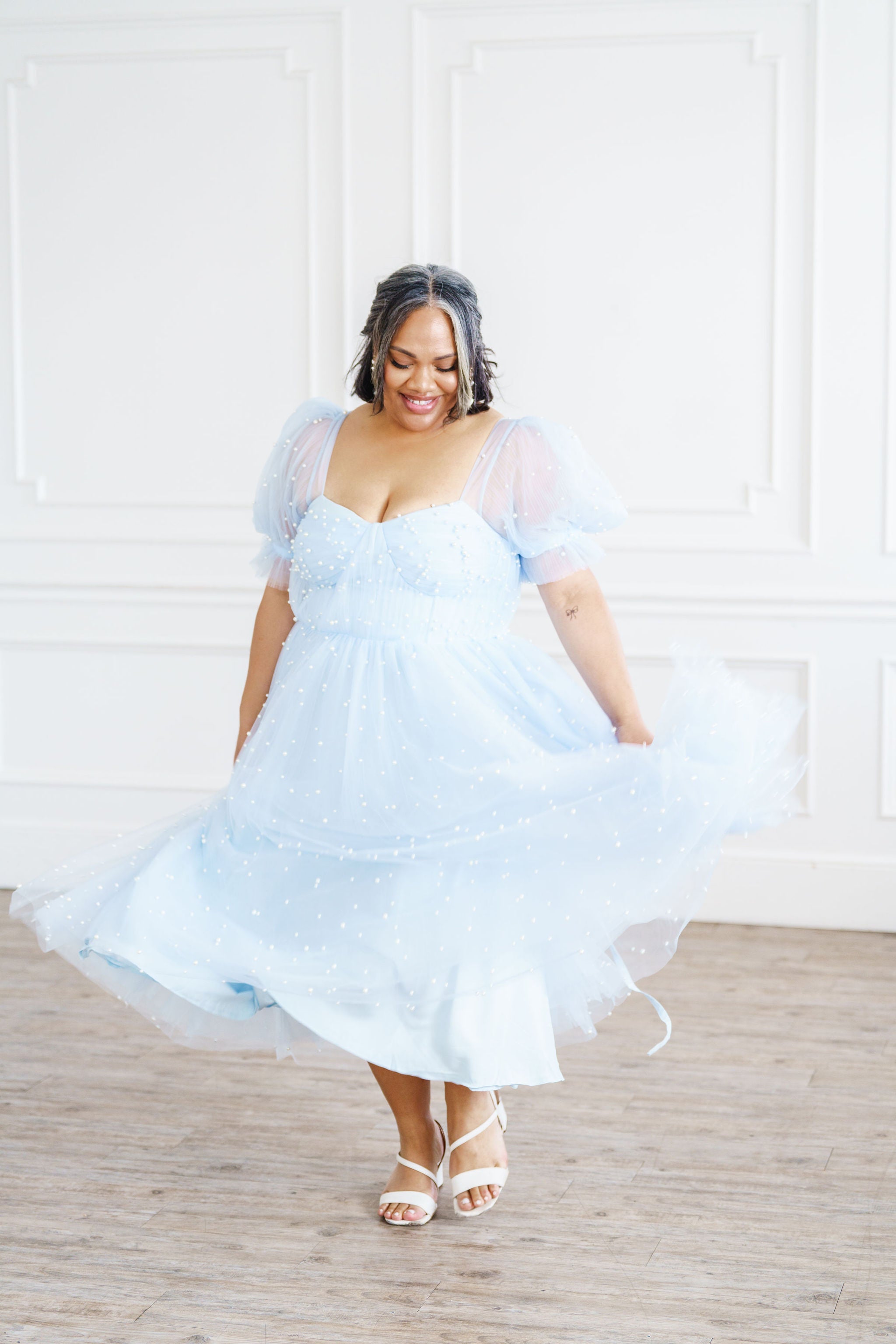 Pearl Midi Dress - Light Blue Fierce Pearl Midi Dress - Light Blue Fierce