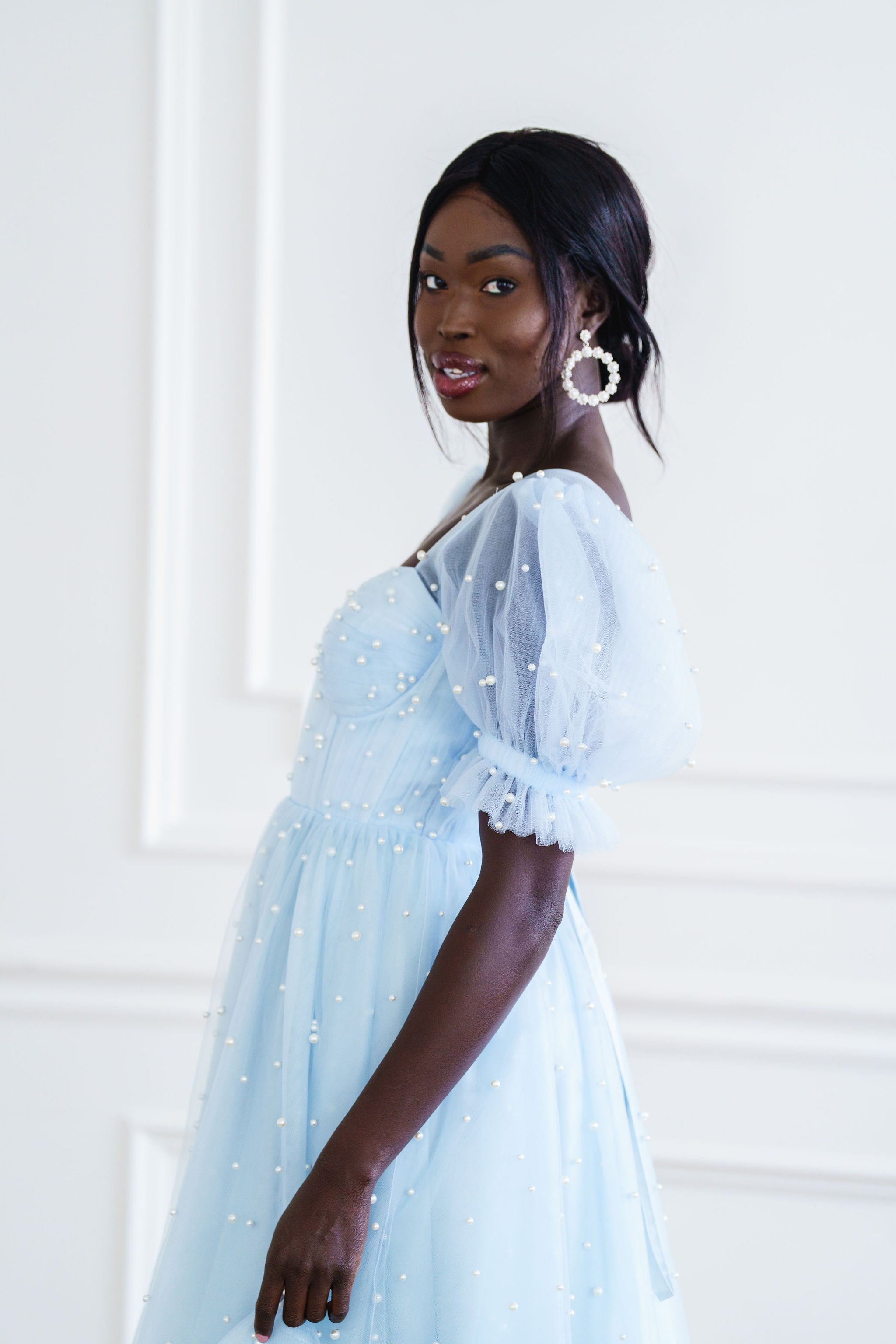 Pearl Mini Dress - Light Blue | Ava Gowns Pearl Mini Dress - Light Blue | Ava Gowns