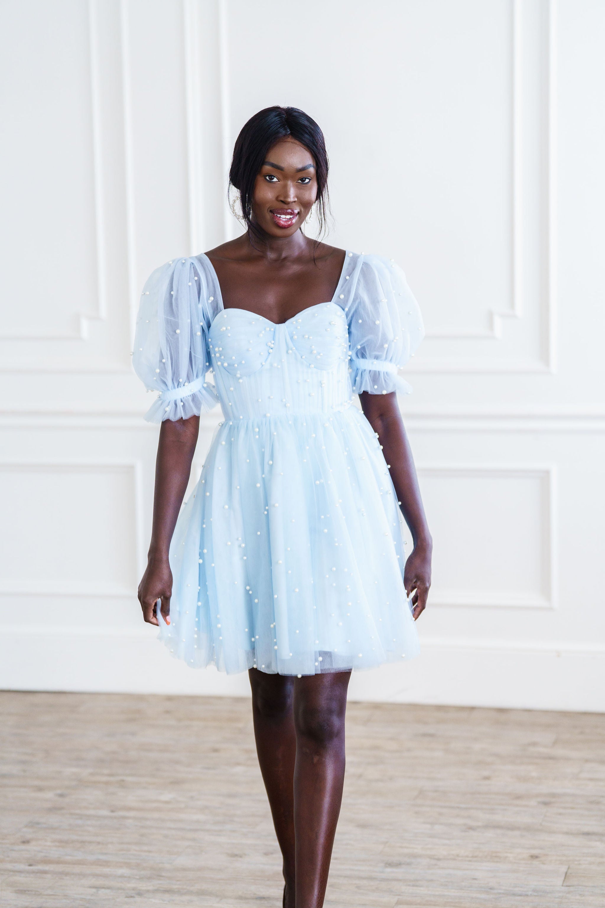 Pearl Mini Dress - Light Blue | Ava Gowns Pearl Mini Dress - Light Blue | Ava Gowns