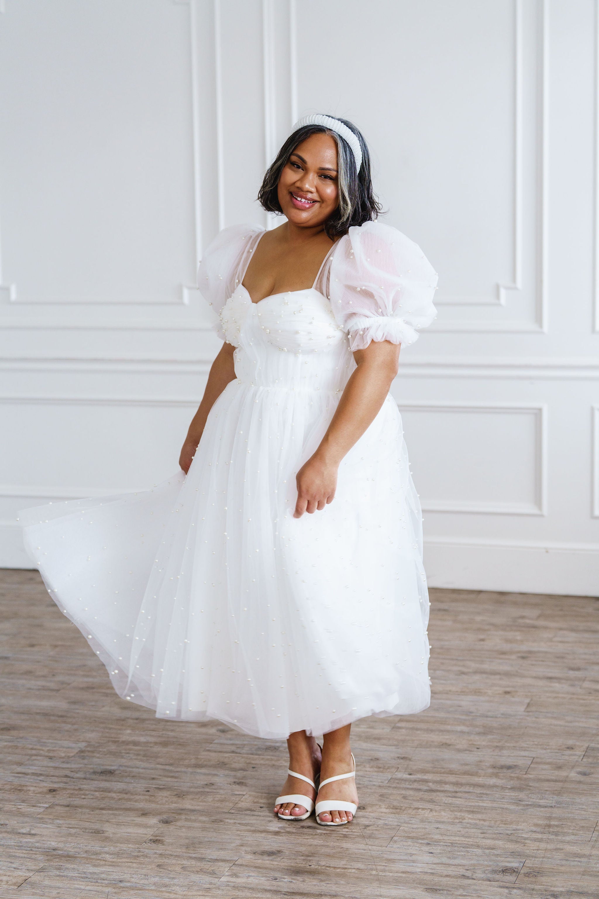 Pearl Midi Dress White Ava Gowns