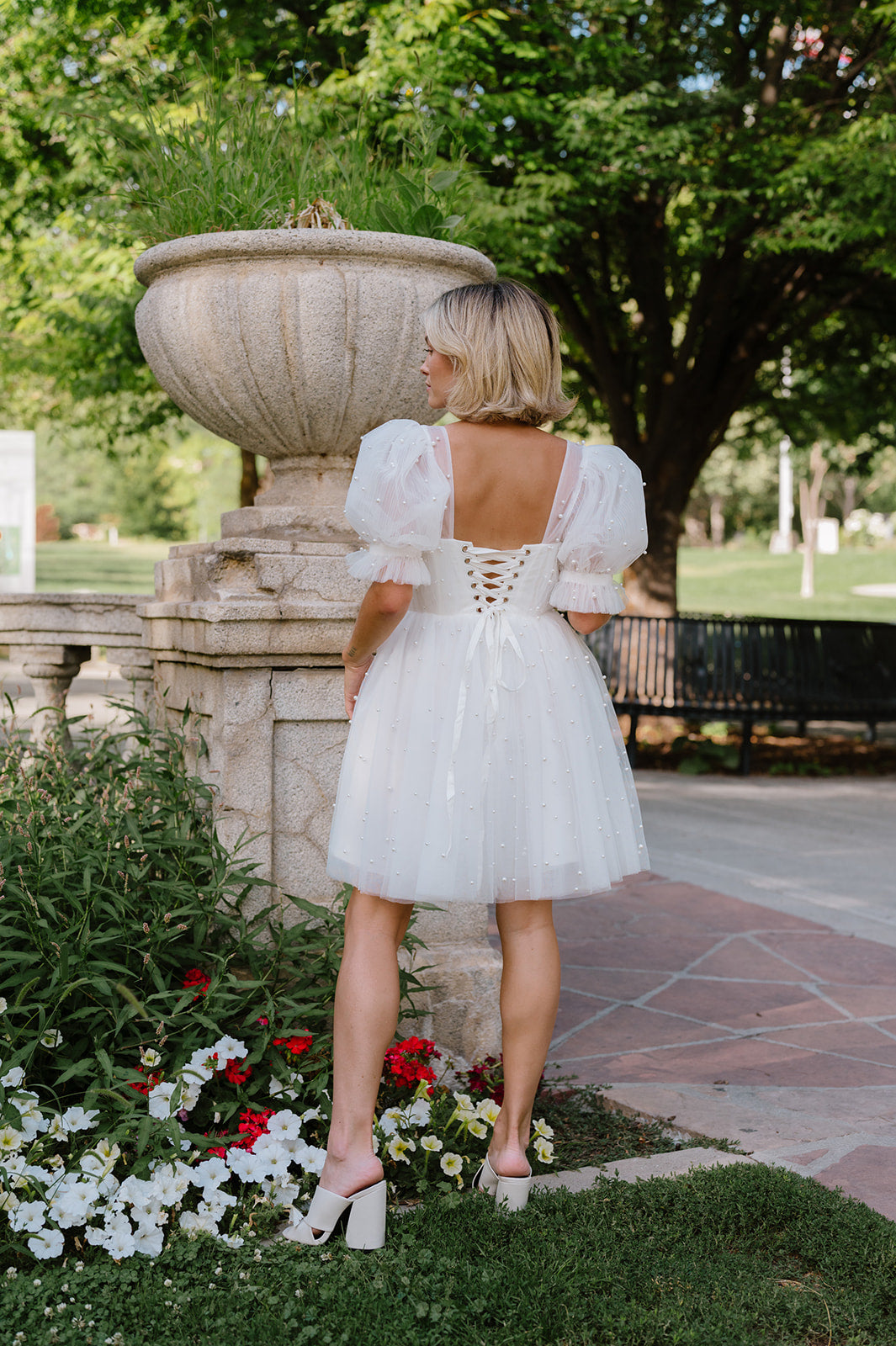 Pearl Mini Dress - White