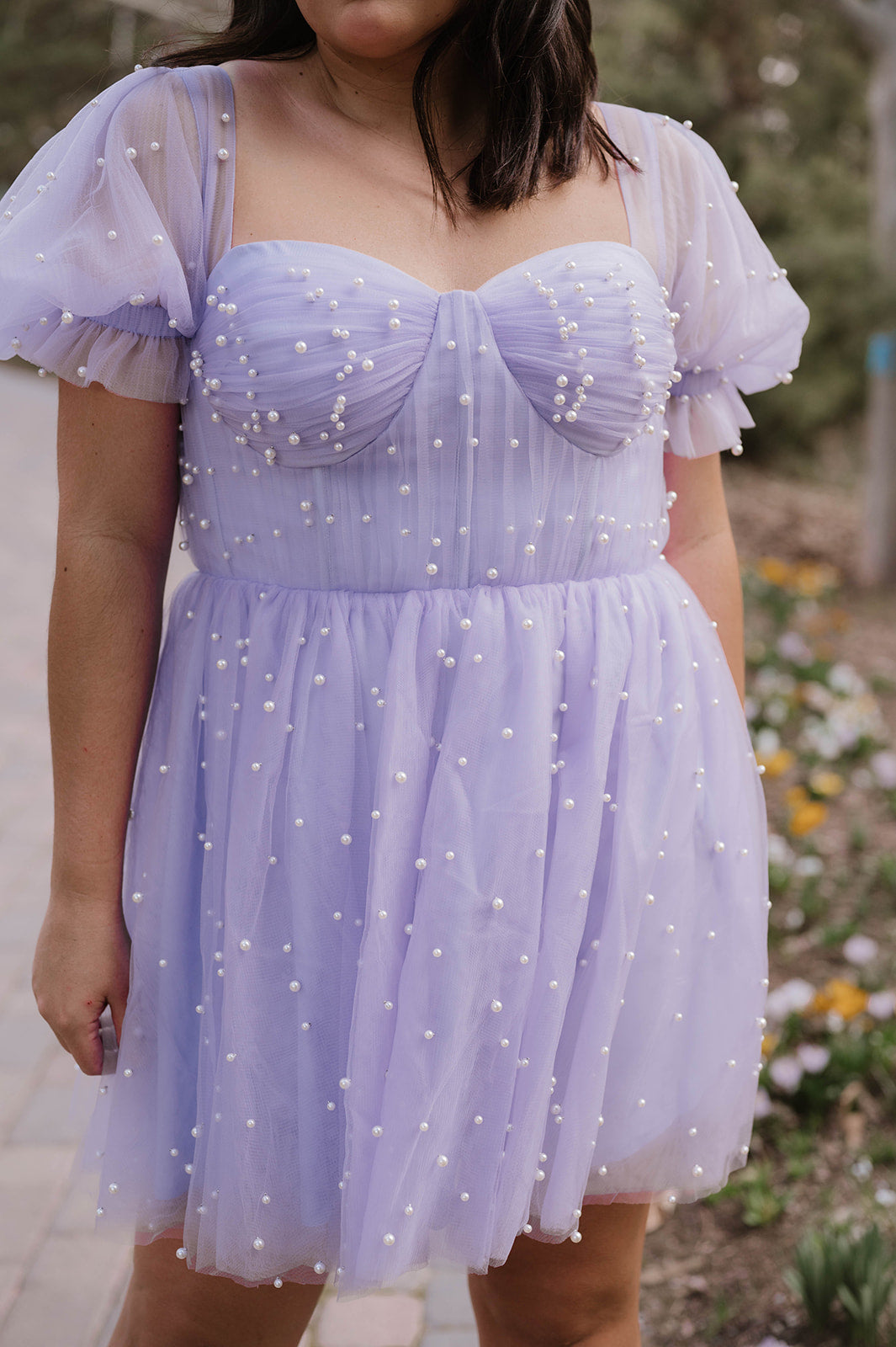 purple dress with pearls Lilac Square Neck A Line Sequined Long Formal Prom Dresses With Pearls Lilac / 18